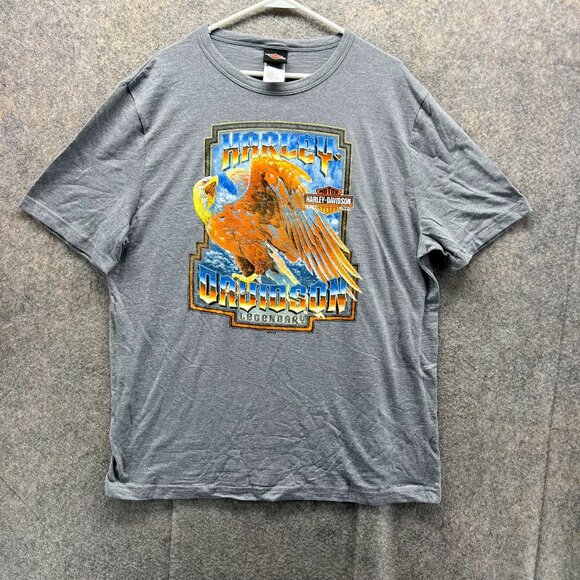 Harley Davidson Shirt Men Extra Large Gray Eagle Print US 2019 Motorcycle Biker - Picture 1 of 12